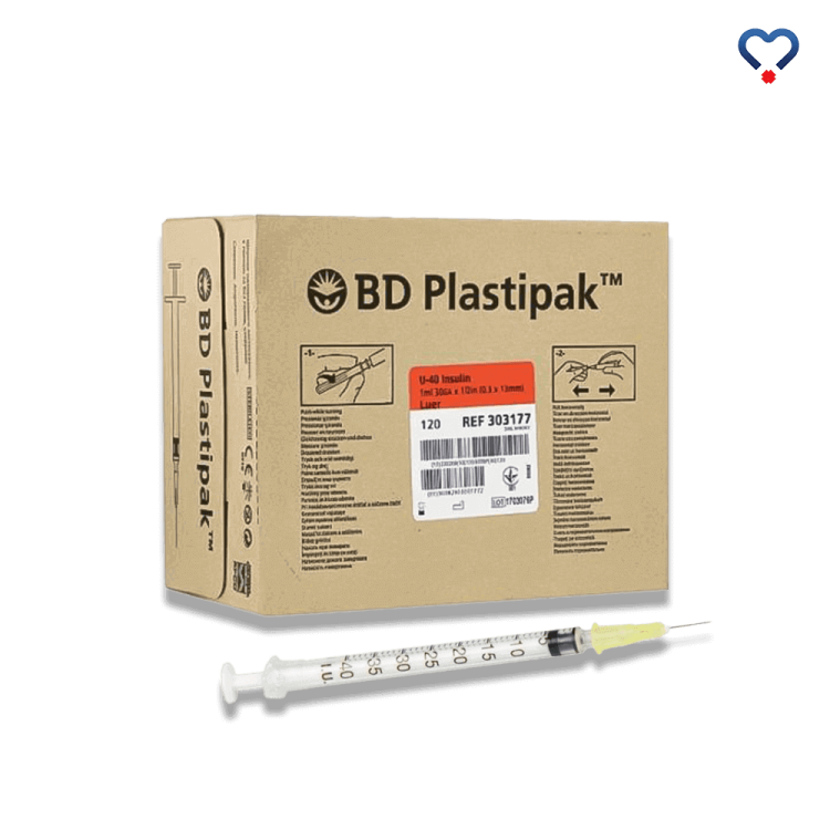 Strzykawki insulinowe 1ml, BD Plastipak Luer, z igłą nakładaną 0,3 x 13mm U-40, w opakowaniu 120 sztuk