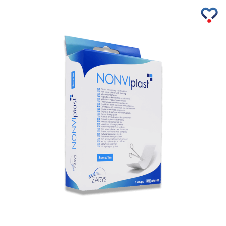 Nonviplast Plaster włókninowy z opatrunkiem o wymiarach 8 cm x 1 m