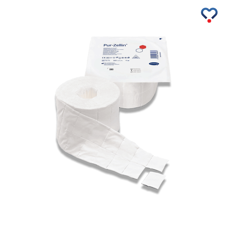 Pur-Zellin 500szt. Tampony 4x5 cm, kompresy z celulozy w rolce, 11 warstwowe. Numer referencyjny 143213