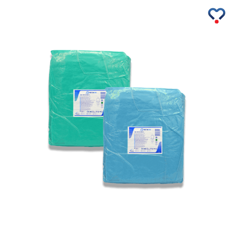 Zapakowany fartuch ochronny z mankietami włókninowy niebieski i zielony