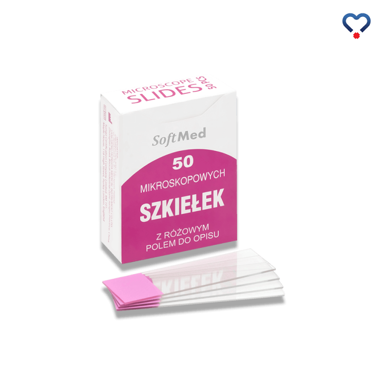 Szkiełka do badań cytologicznych z różowym polem do opisu