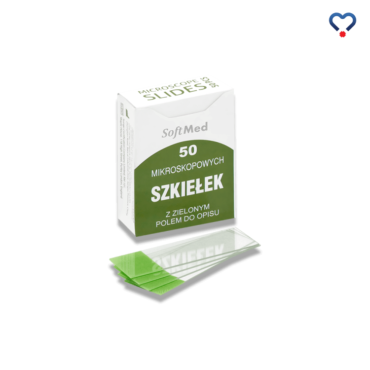 Szkiełka do badań cytologicznych z zielonym polem do opisu