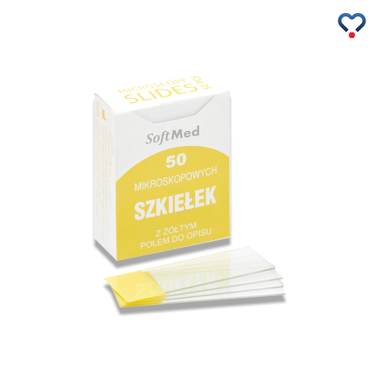 Szkiełka do badań cytologicznych z żółtym polem do opisu