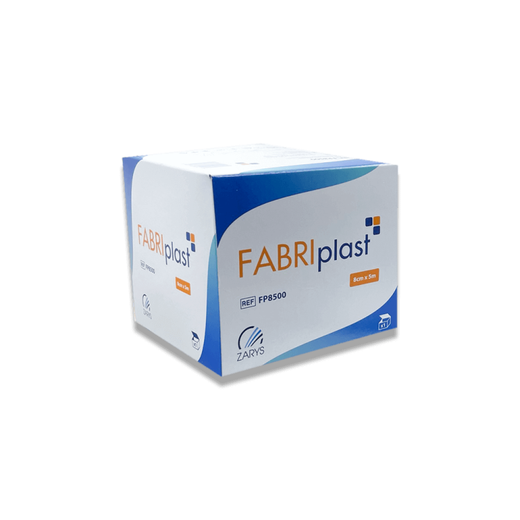 Plaster tkaninowy z opatrunkiem Fabriplast o wymiarach 8cm x 5m pudełko