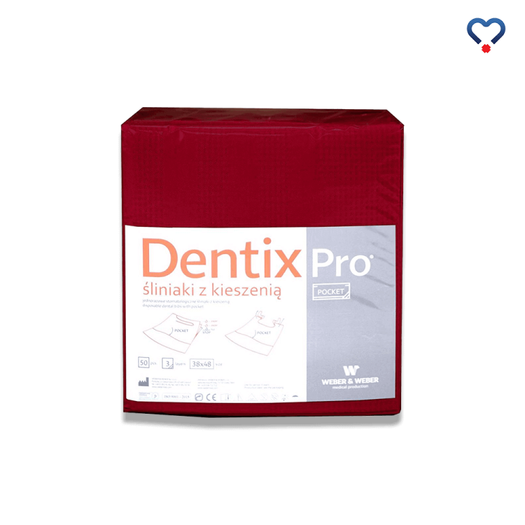 Dentixpro śliniak z kieszenią w kolorze bordo