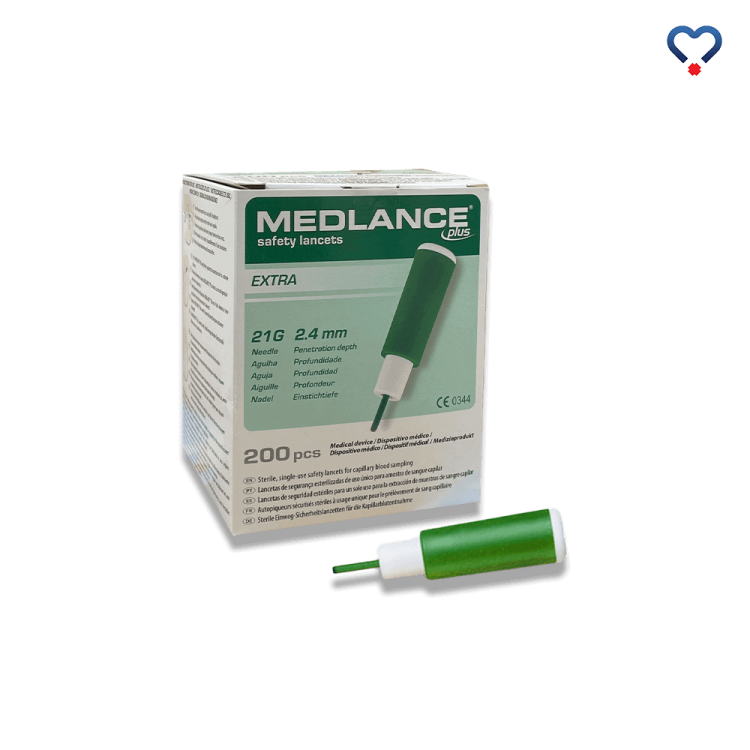 Nakłuwacz do pobierania krwi 2.4mm Medlance 200 sztuk zielony