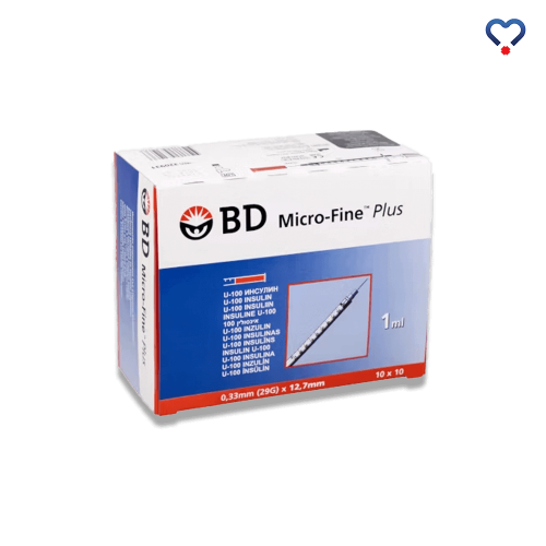 Granatowe opakowanie strzykawki insulinowe 1ML sterylne BD Micro-Fine Plus 320931 29G 0,33 x 12,7 U-100 dawne opakowanie