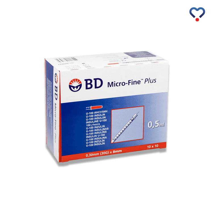 Strzykawki insulinowe sterylne BD Micro Fine Plus pudełko. 30G 0,33x8mm U100. Numer referencyjny 320933.