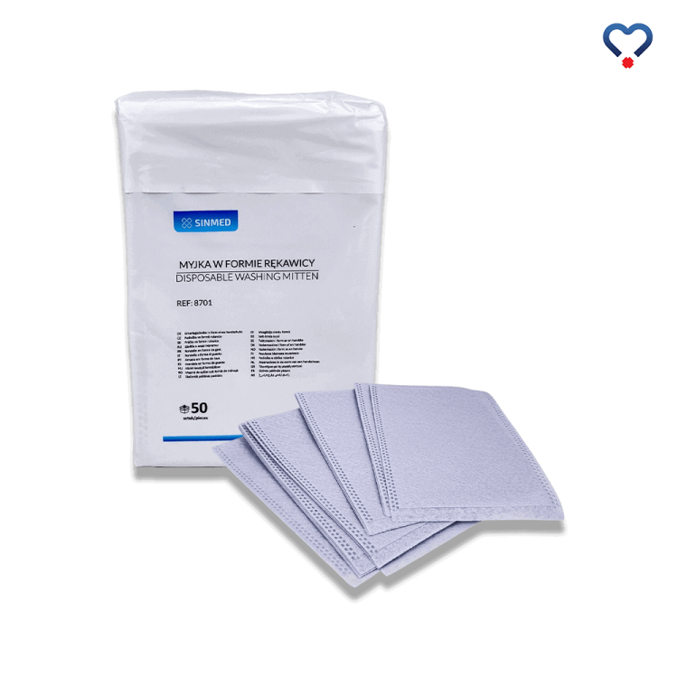 Myjka sucha rękawica myjąca Sinmed opakowanie 50 sztuk