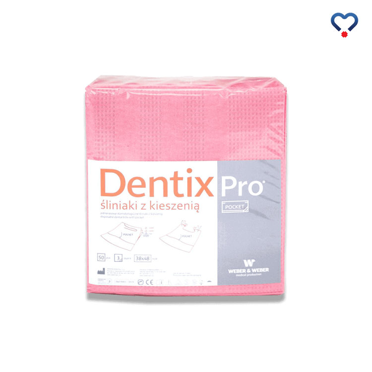 Dentixpro śliniak z kieszenią w kolorze różowym
