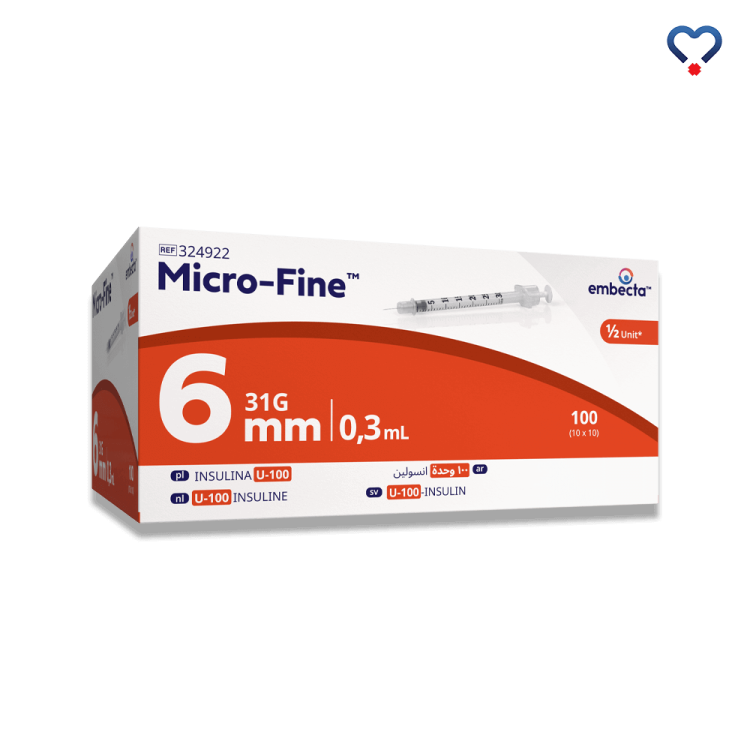 Embecta Micro-Fine insulin strzykawka insulinowa 31g-u-100 6 mm 0,3 ml